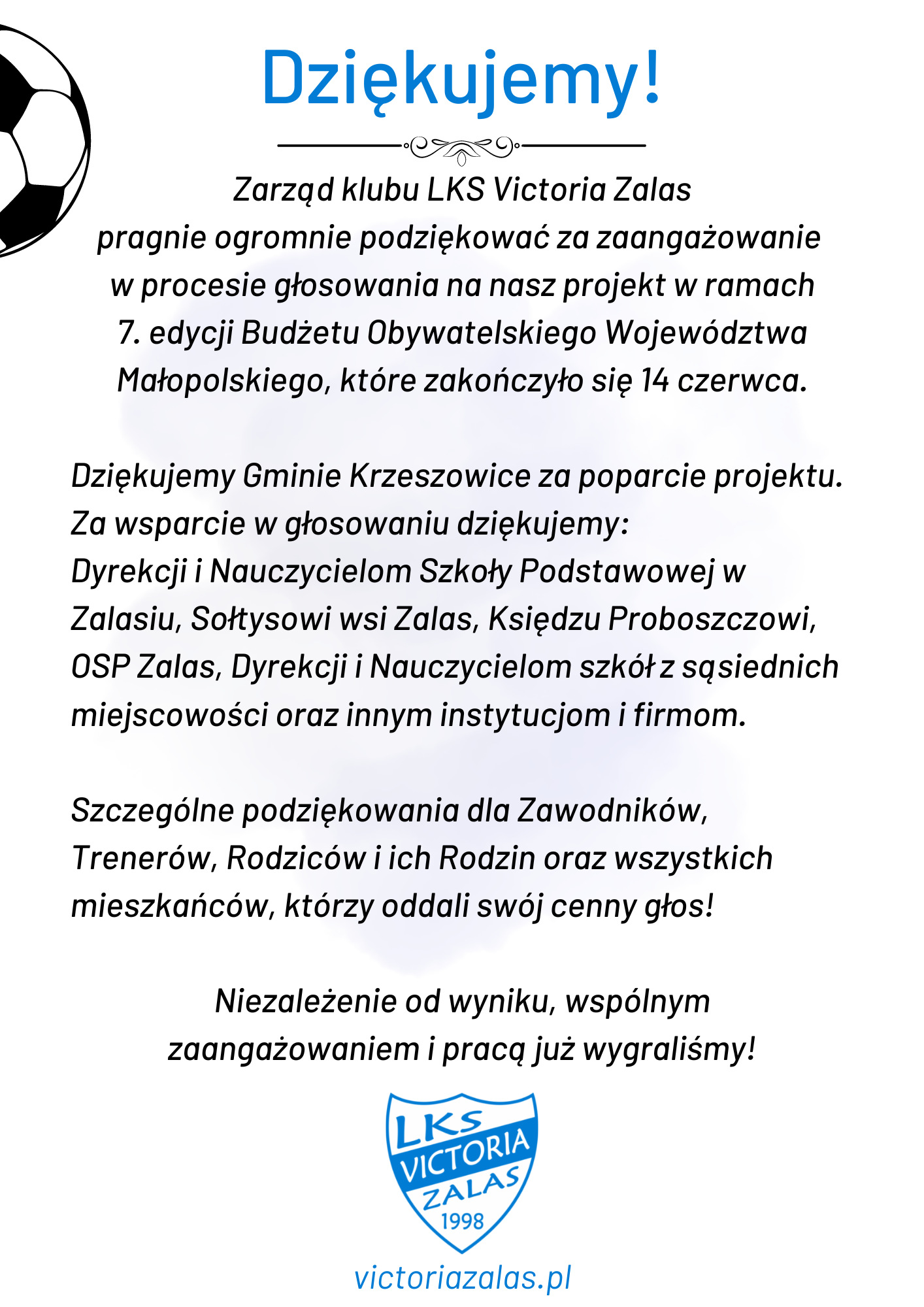 Dziękujemy za wsparcie w trakcie 7. edycji Budżetu Obywatelskiego Województwa Małopolskiego!