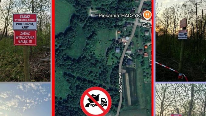 Zakaz wysypywania śmieci na parkingu LKS Victoria Zalas